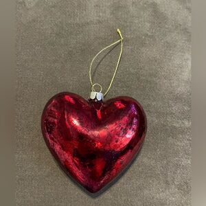 Red Heart-Shaped Holiday Ornament